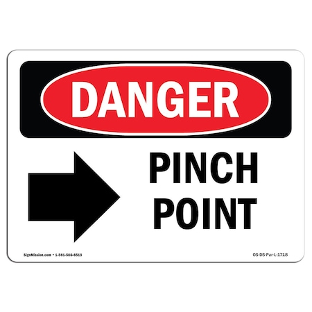 Signmission OSHA Danger Sign, Pinch Point, 10in X 7in Aluminum, 7" W, 10" L, Landscape, OS-DS-A-710-L-1718 OS-DS-A-710-L-1718